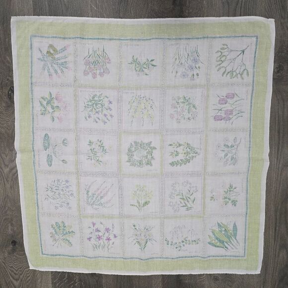 Vintage Small Square Tablecloth Flowers Of Sweden M.M. Dahlin Sverige-Blomster - Picture 6 of 8